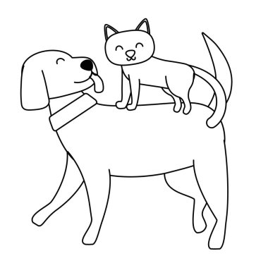 Kedi ve köpek karikatür tasarım