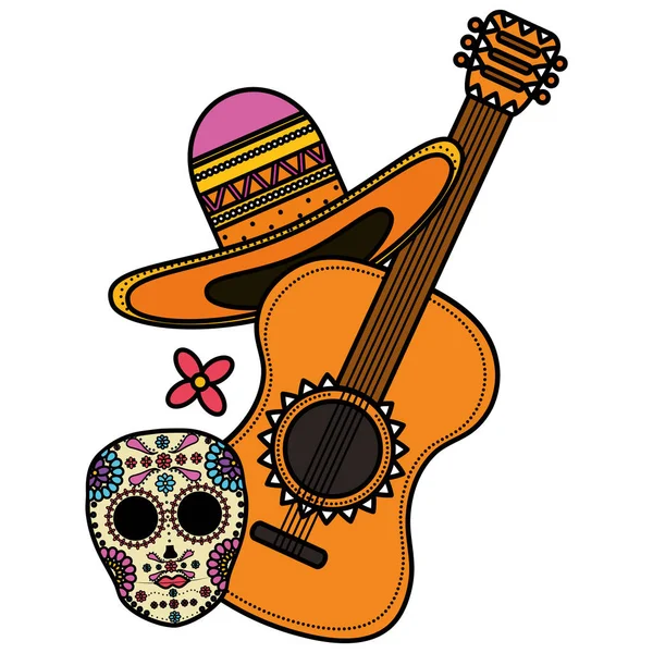 Guitar with mexican hat — Stock Vector