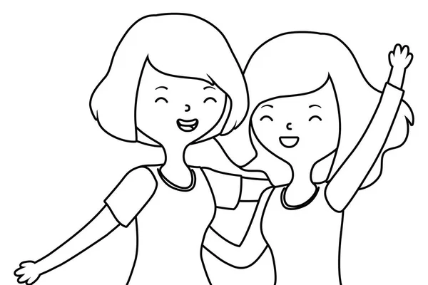 Niñas adolescentes dibujos animados diseño vector ilustrador — Vector de stock