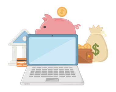 Alışveriş online simge tasarım vektör illüstrasyon