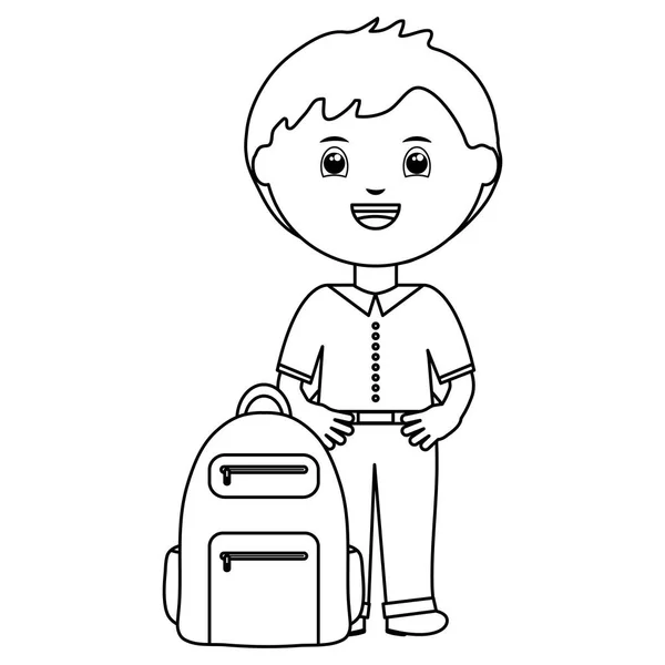 Mignon petit étudiant garçon avec cartable — Image vectorielle