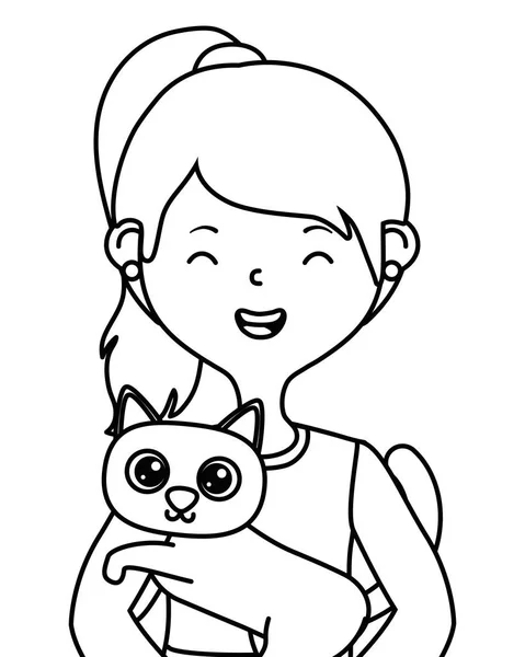 Девушка с кошачьим дизайном — стоковый вектор