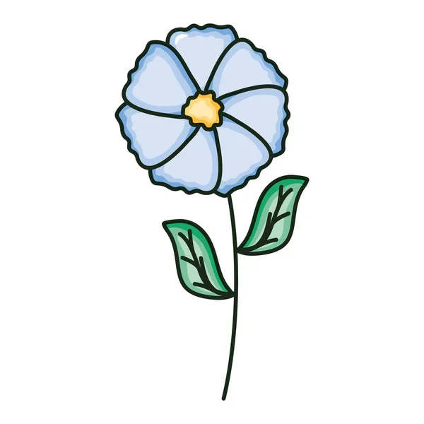 Schöne Blume mit Blättern dekoratives Symbol — Stockvektor