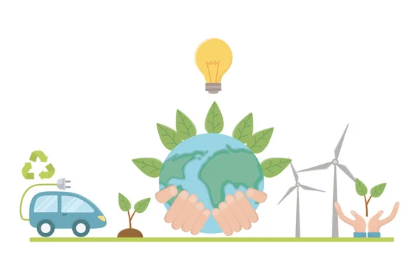 Eco Car και εξοικονόμηση σχεδιασμού πλανήτη — Διανυσματικό Αρχείο