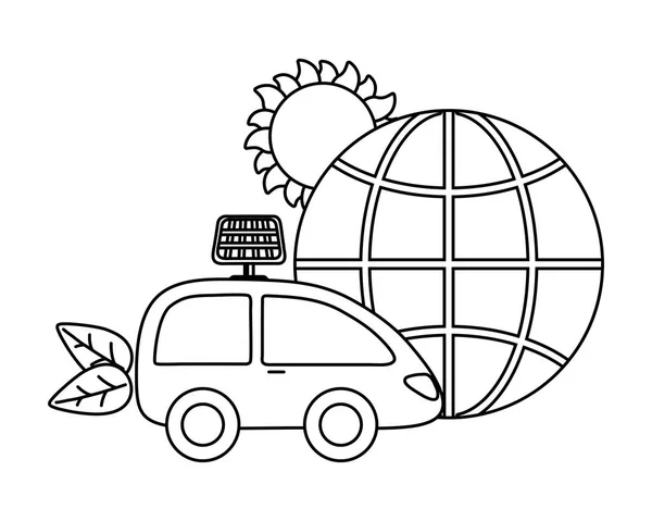 Eco coche y salvar el diseño del planeta — Vector de stock