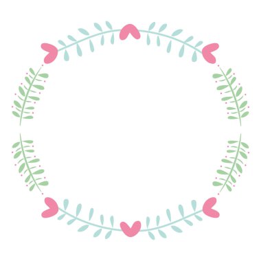 kalp çerçevesi boho tarzı ile dairesel yapraklar taç