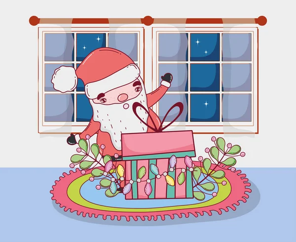 Mignon Noël Père Noël claus avec cadeau cadeau — Image vectorielle