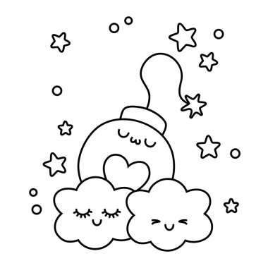 Kawaii bulutlar karikatür tasarım