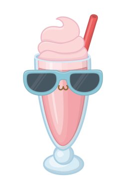 Milkshake karikatür tasarımı izole kawaii