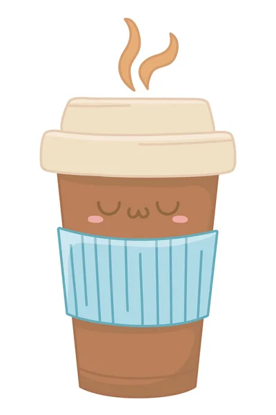 Kawaii de diseño de dibujos animados taza de café — Vector de stock