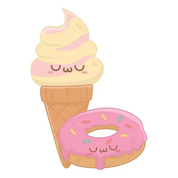 Kawaii de helados diseño de dibujos animados — Archivo Imágenes Vectoriales