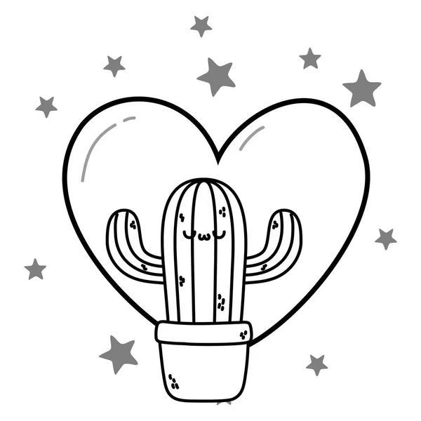 Kawaii des Kaktus-Cartoon-Designs — Stockvektor
