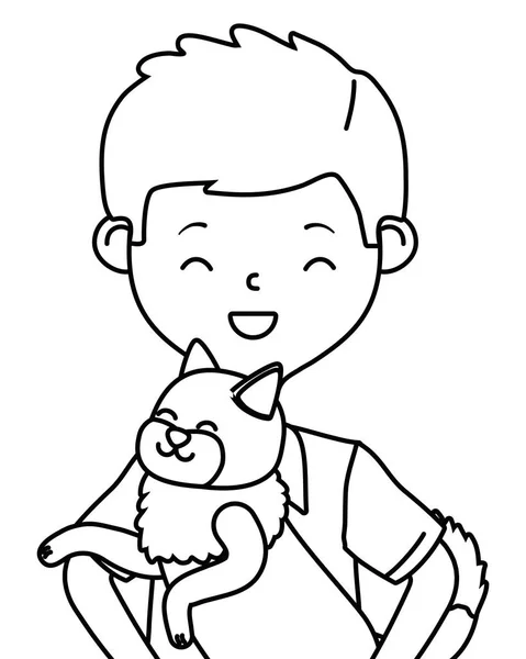 Хлопчик з дизайном мультфільмів для котів — стоковий вектор