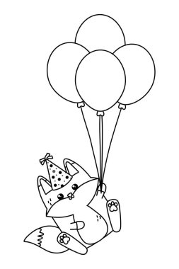 Kawaii tilki ve mutlu Doğum günü tasarımı