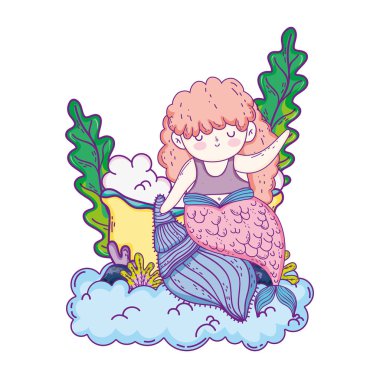 bulutlar küvette ile güzel deniz kızı