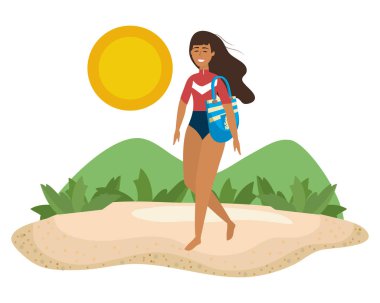 Yüzme giyim tasarımı ile kız