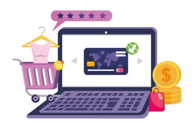Alışveriş online simge tasarım vektör illüstrasyon