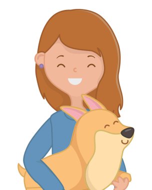 Köpek karikatür tasarımı ile kız