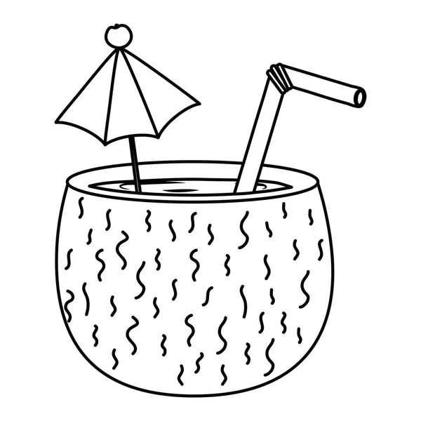 Geïsoleerde kokosnoot cocktail ontwerp vector illustratie — Stockvector