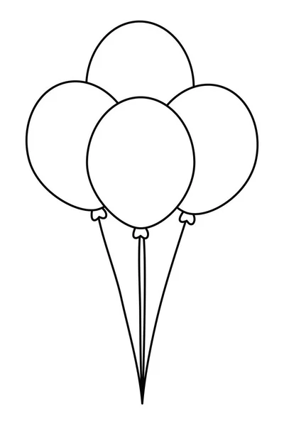 Ballons isolés avec conception de corde — Image vectorielle