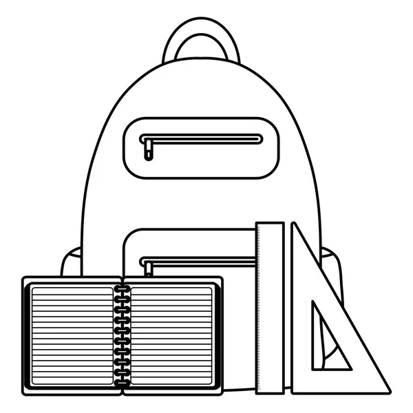 Notebook zaopatrzenie szkoły z tornister — Wektor stockowy