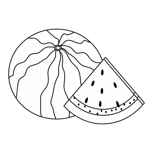 Fatia de desenho de melancia ilustração vetorial —  Vetores de Stock