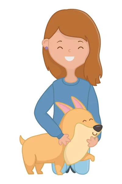 Meisje met hond cartoon design — Stockvector