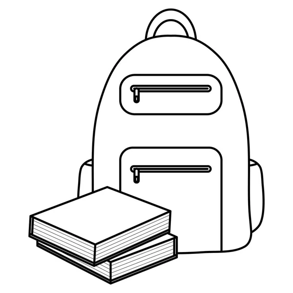 Pile de livres scolaires école avec cartable — Image vectorielle