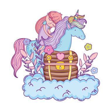 bulutlarküçük tek boynuzlu at ve prenses