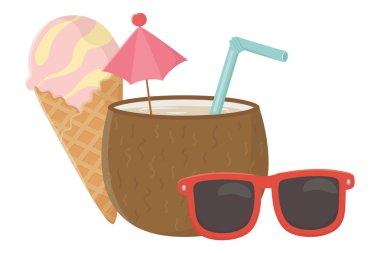 Yaz ve tatil simgesi set tasarım