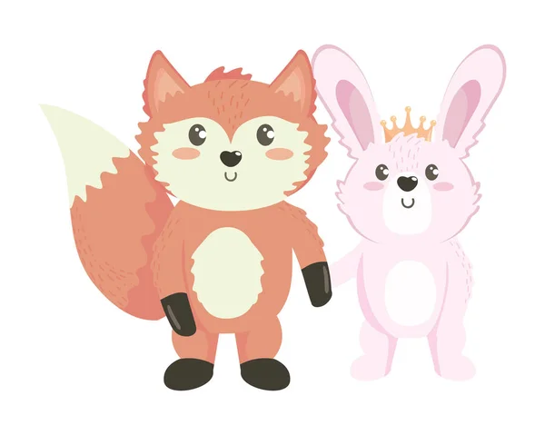 Isolierte Fuchs und Kaninchen Cartoon-Design — Stockvektor