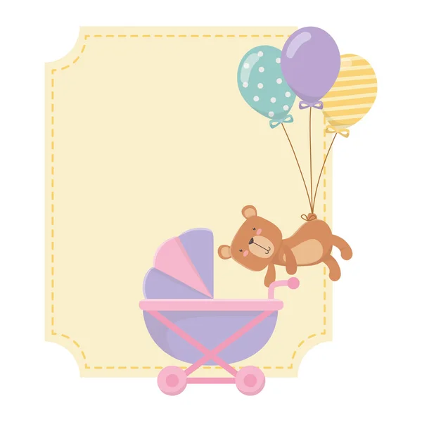 Cochecito de bebé y diseño de oso de peluche — Vector de stock