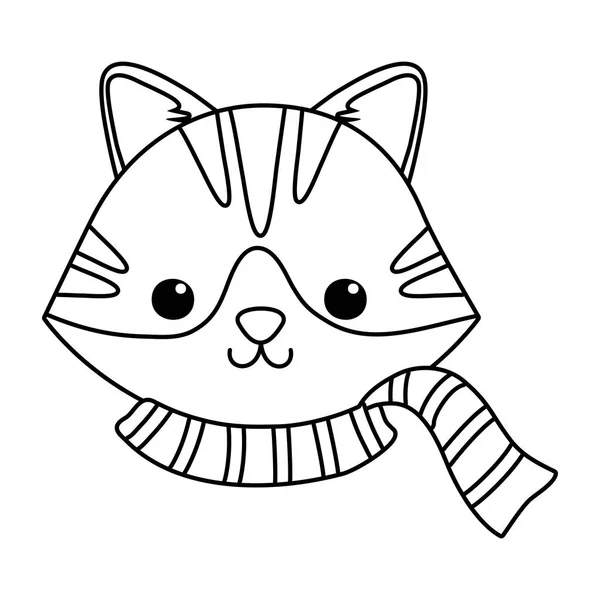 Desenho animado de gato com design de cachecol —  Vetores de Stock