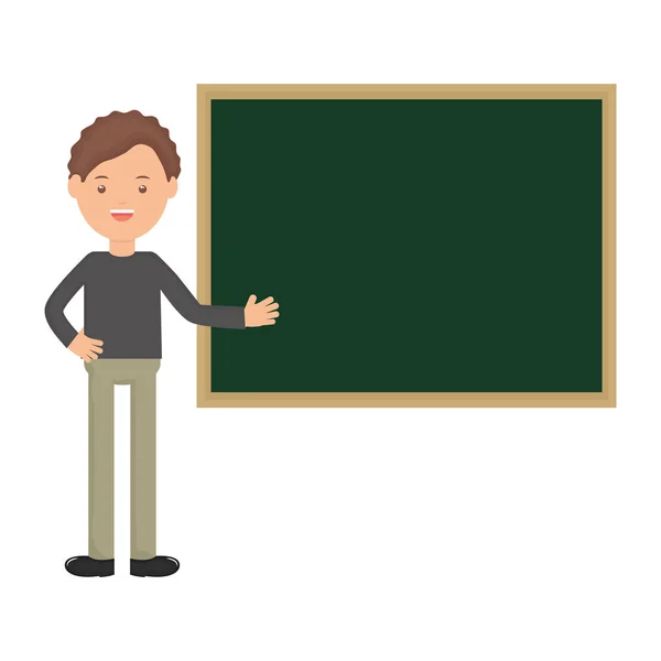 Joven profesor masculino con pizarra — Vector de stock