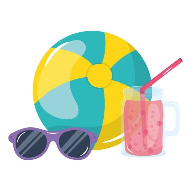 güneş gözlüğü ve meyve suyu ile plaj balonu