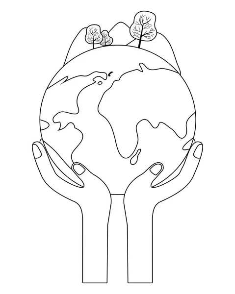 Conception de planète isolée Conception de boîte à main isolée — Image vectorielle