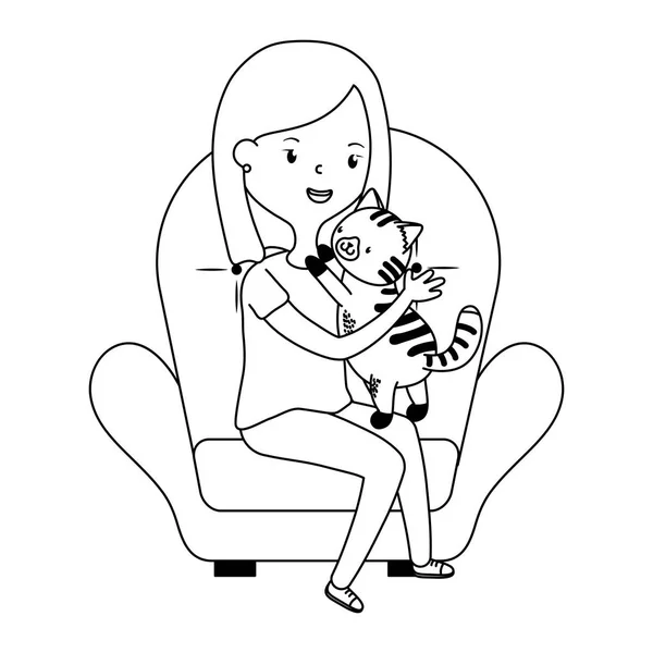 Девушка с кошачьим дизайном — стоковый вектор