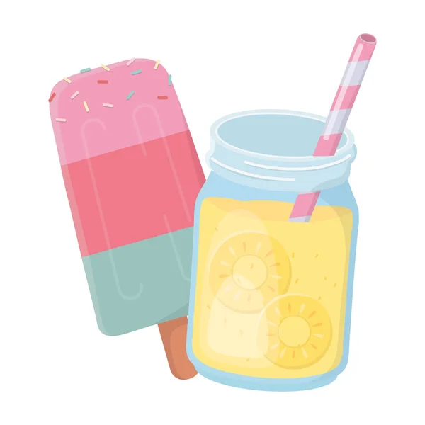 菠萝汁和冰棒设计 — 图库矢量图片
