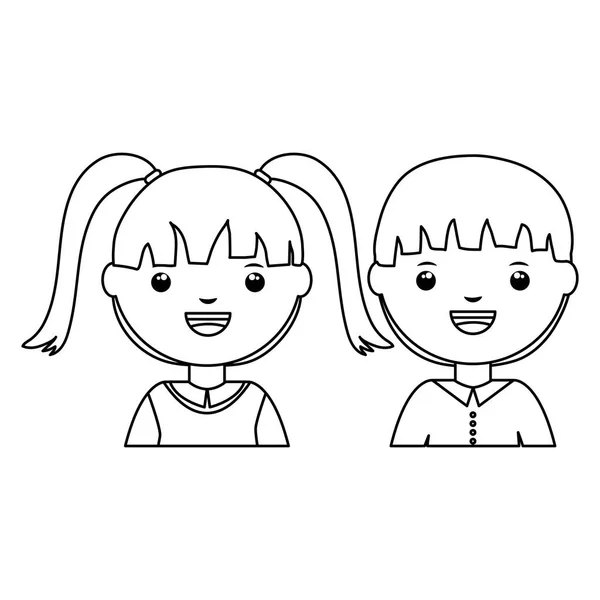 Mignon petits étudiants couple personnages — Image vectorielle