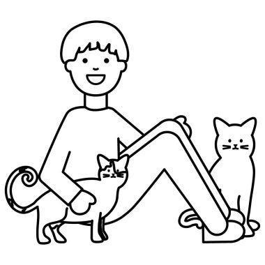 sevimli kediler Maskotlar ile genç kadın