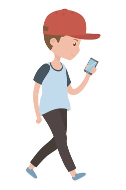 Akıllı telefon tasarımı ile adam karikatür