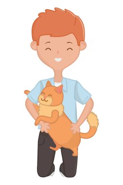 Kedi karikatür tasarımı ile çocuk