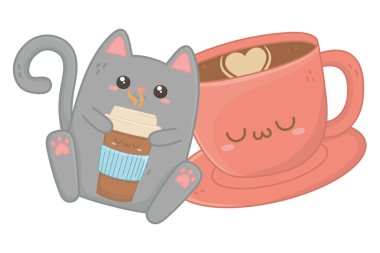 Kawaii kedi karikatür tasarım