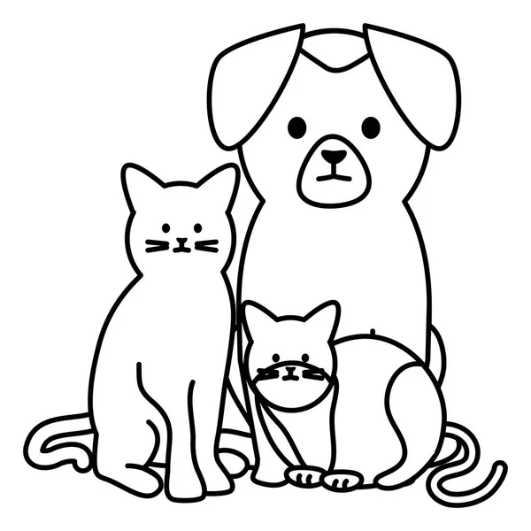 Lindo gatos y perro mascotas adorables caracteres — Archivo Imágenes Vectoriales