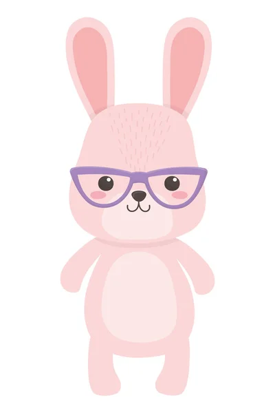 Conejo de dibujos animados con gafas de diseño — Vector de stock