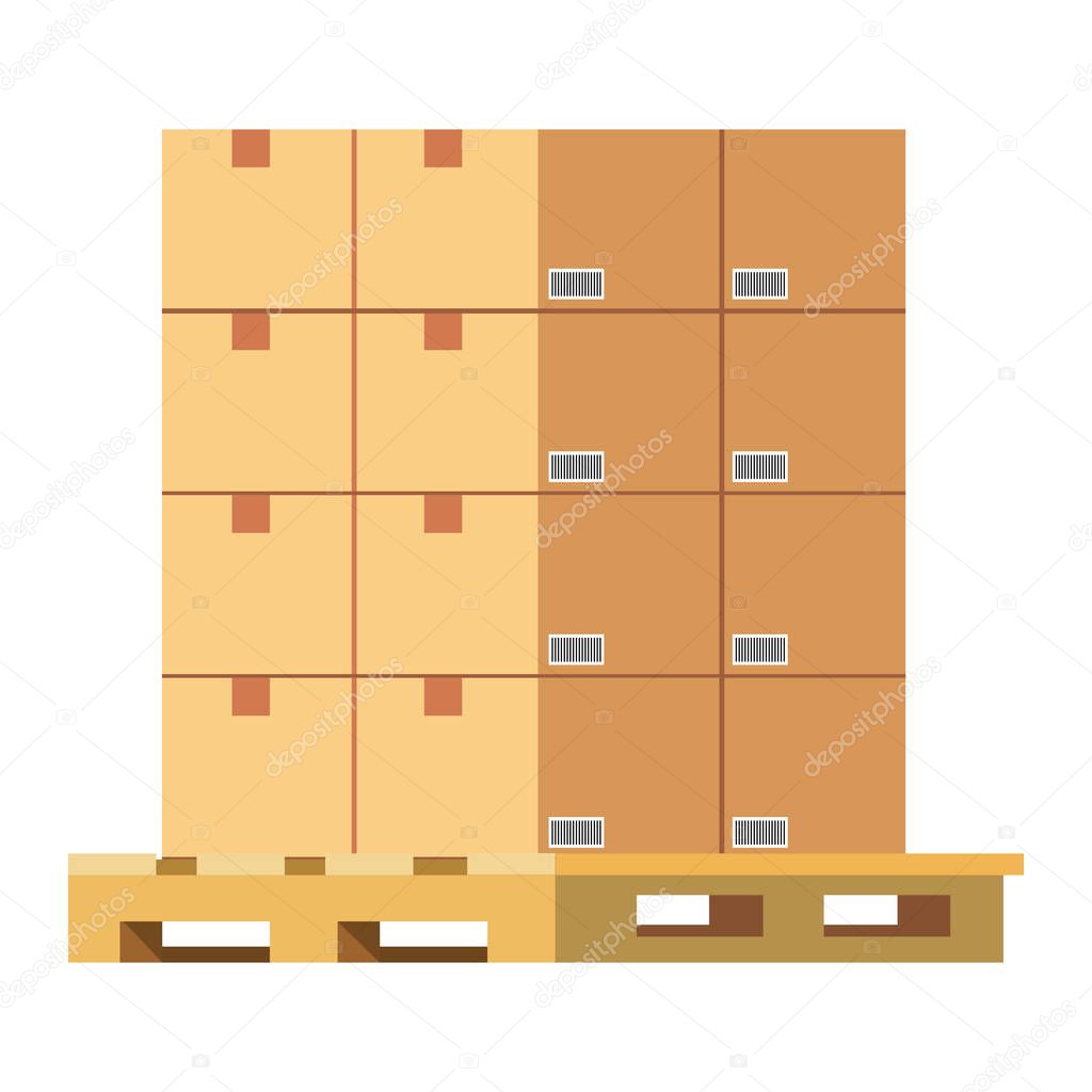 boxes over pallets vector illustration