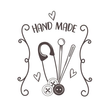 El yapımı dikiş clothespin ve iğneler