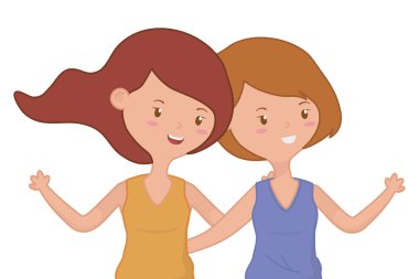 Genç kız arkadaşlar tasarım vektör Illustrator