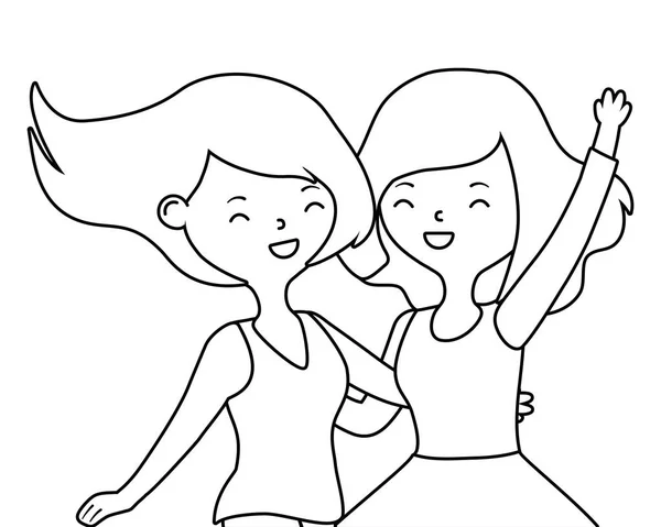 Teenager ragazze cartoni animati disegno vettore illustratore — Vettoriale Stock