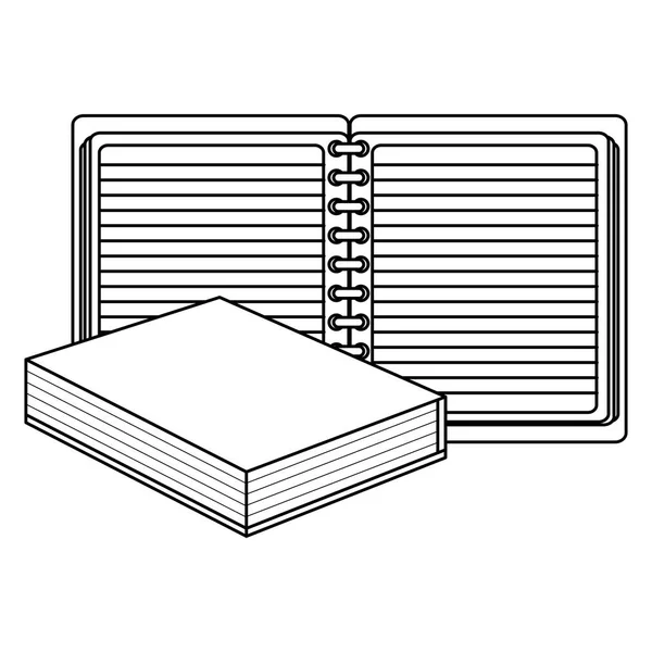 Szöveg könyv-és notebook iskolai kellékek — Stock Vector